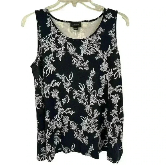 J.Jill Wearever Women's S Black Floral Tank Top Casual Basic - Picture 1 of 6